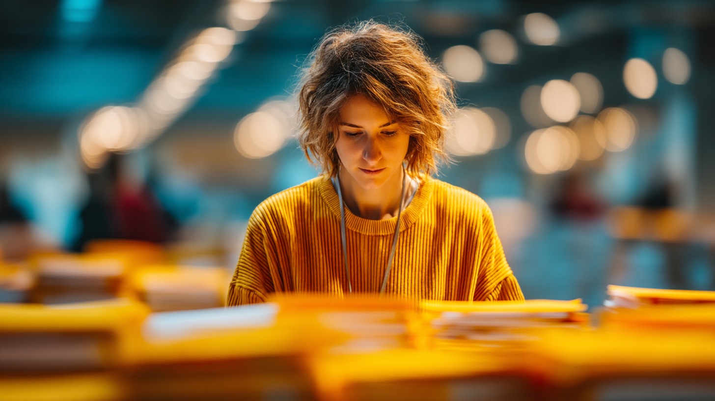 Employee scanning paper documents